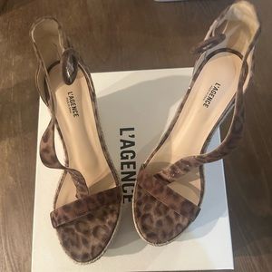 L’agence animal print wedge sandals